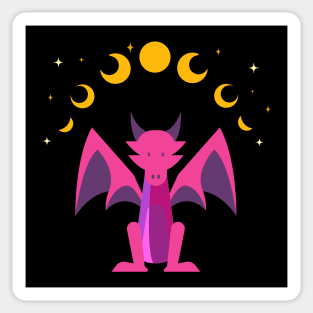 Geometric dragon under the moon. Sticker